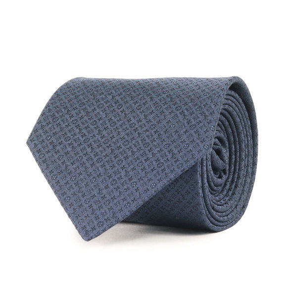 LOUIS VUITTON Louis Vuitton Micro Monogram Silk Cravate Tie MR0230 Navy Blue ...